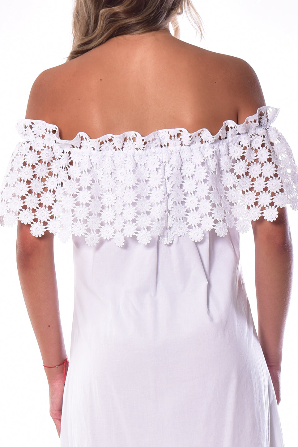 Summer Cotton Off-The-Shoulder Dress Knee Length