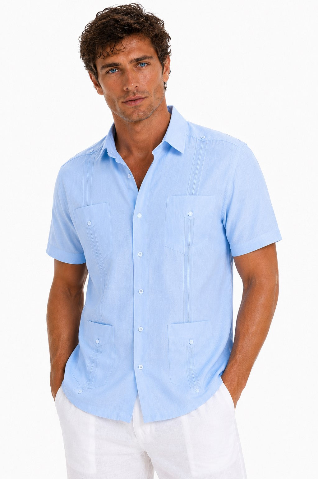 BOHIO Men’s Short Sleeve Irish Linen Guayabera Shirt – Luxury Cuban Resort Shirt