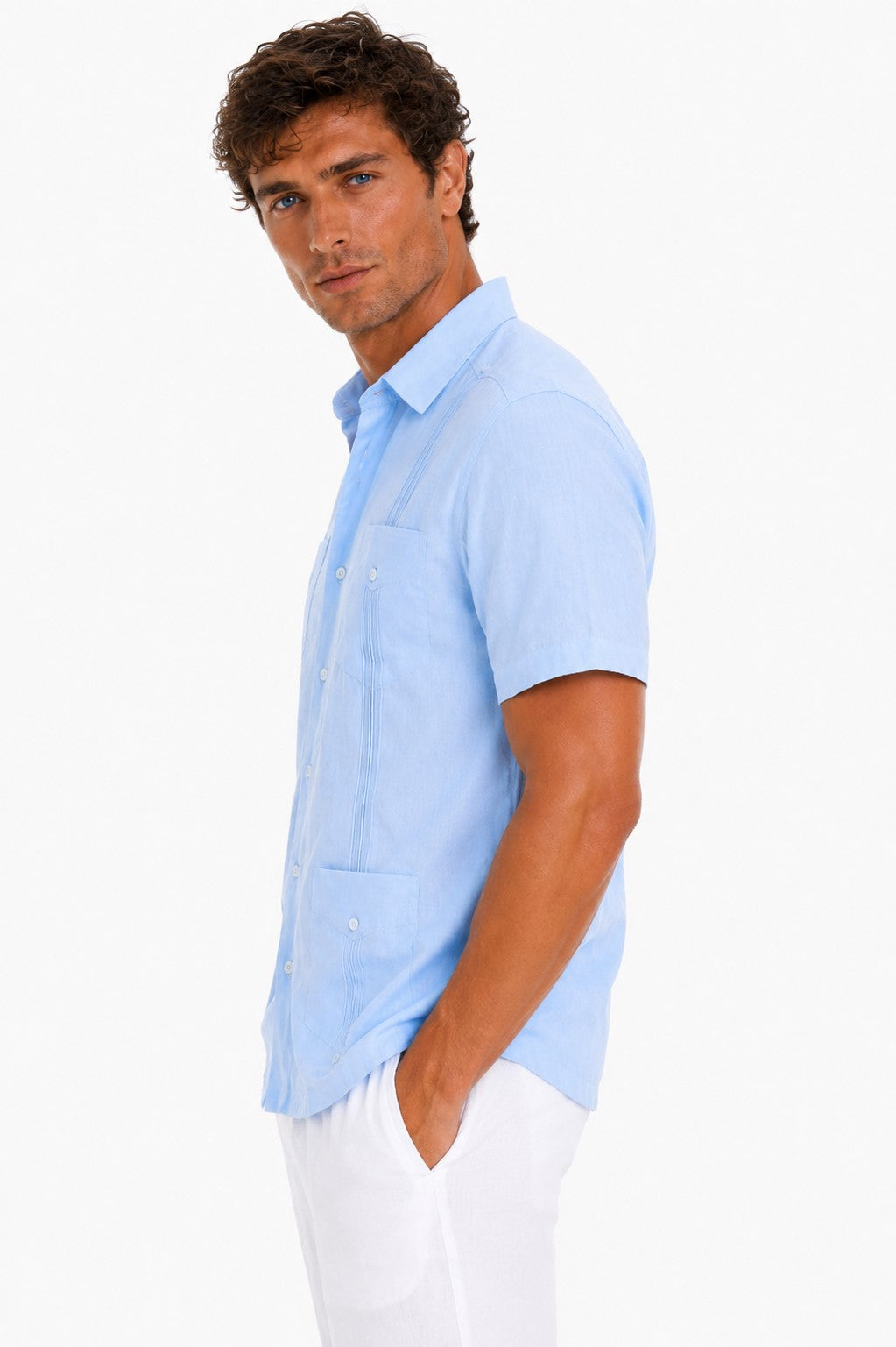 BOHIO Men’s Short Sleeve Irish Linen Guayabera Shirt – Luxury Cuban Resort Shirt