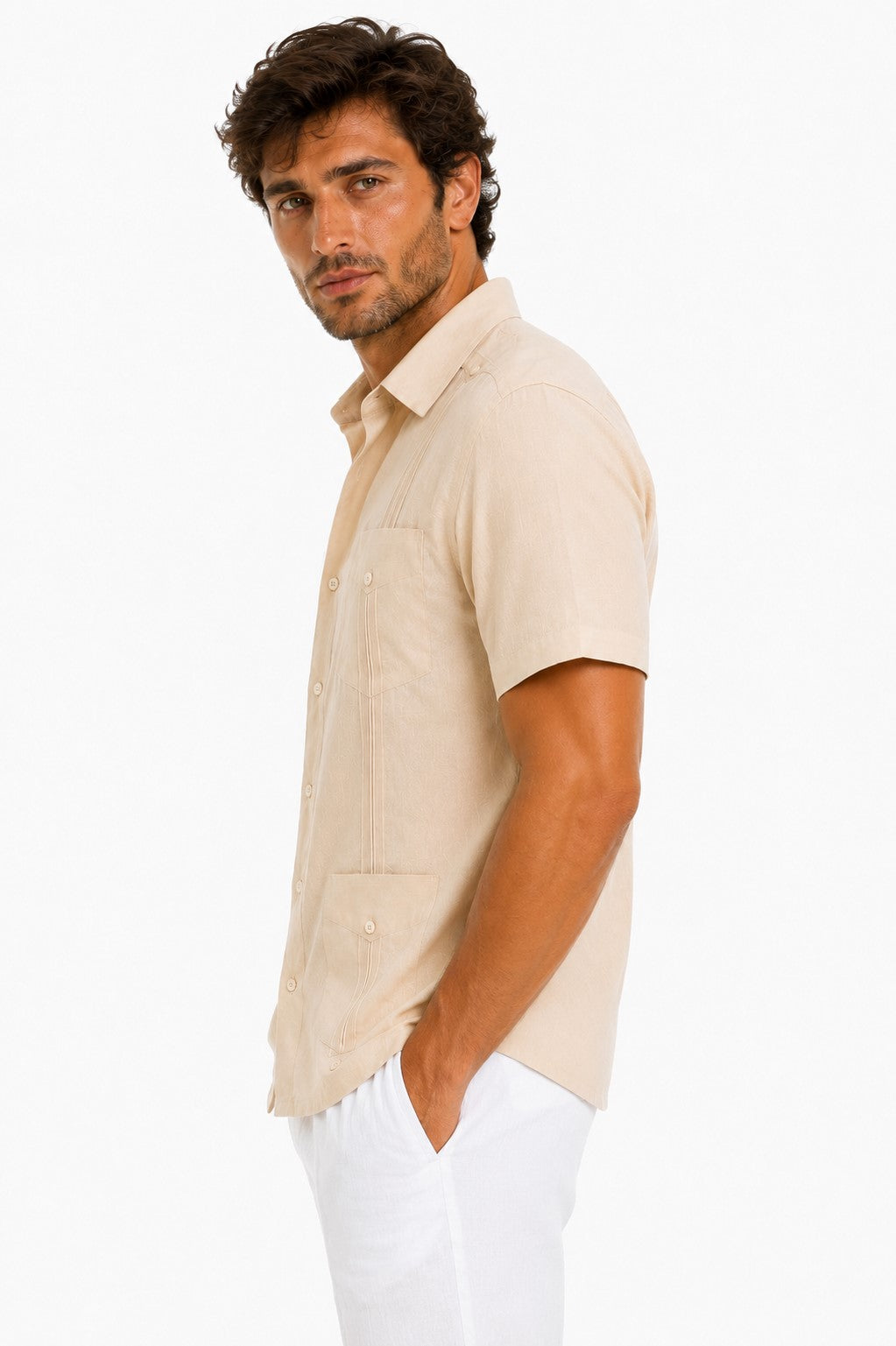 BOHIO Men’s Short Sleeve Irish Linen Guayabera Shirt – Luxury Cuban Resort Shirt