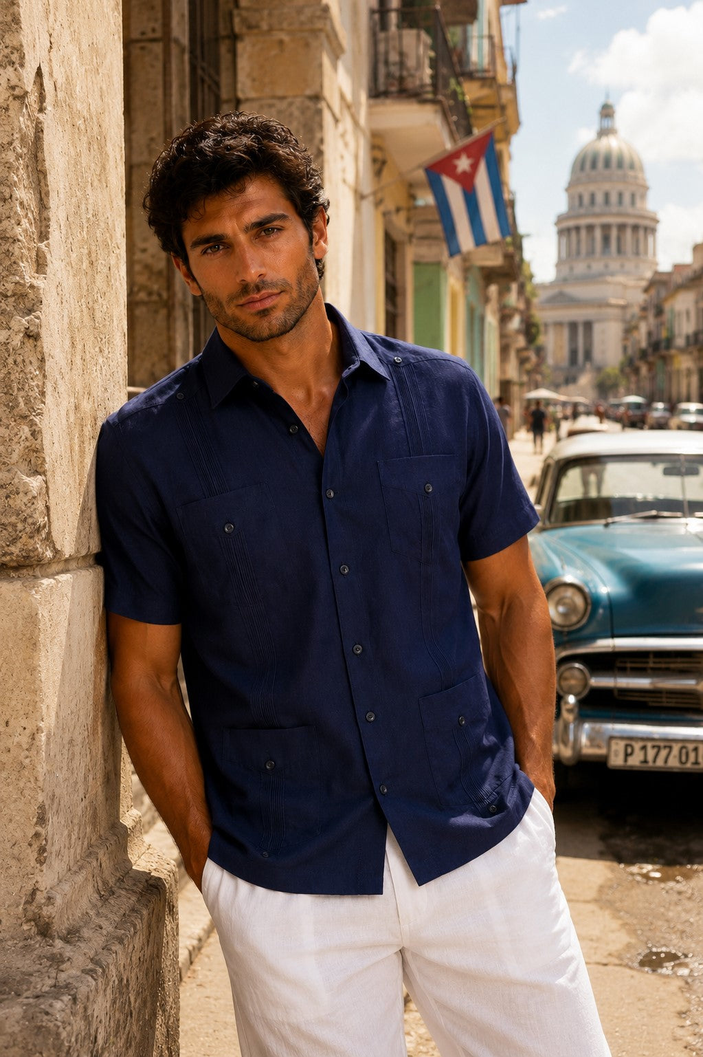 BOHIO Men’s Short Sleeve Irish Linen Guayabera Shirt – Luxury Cuban Resort Shirt
