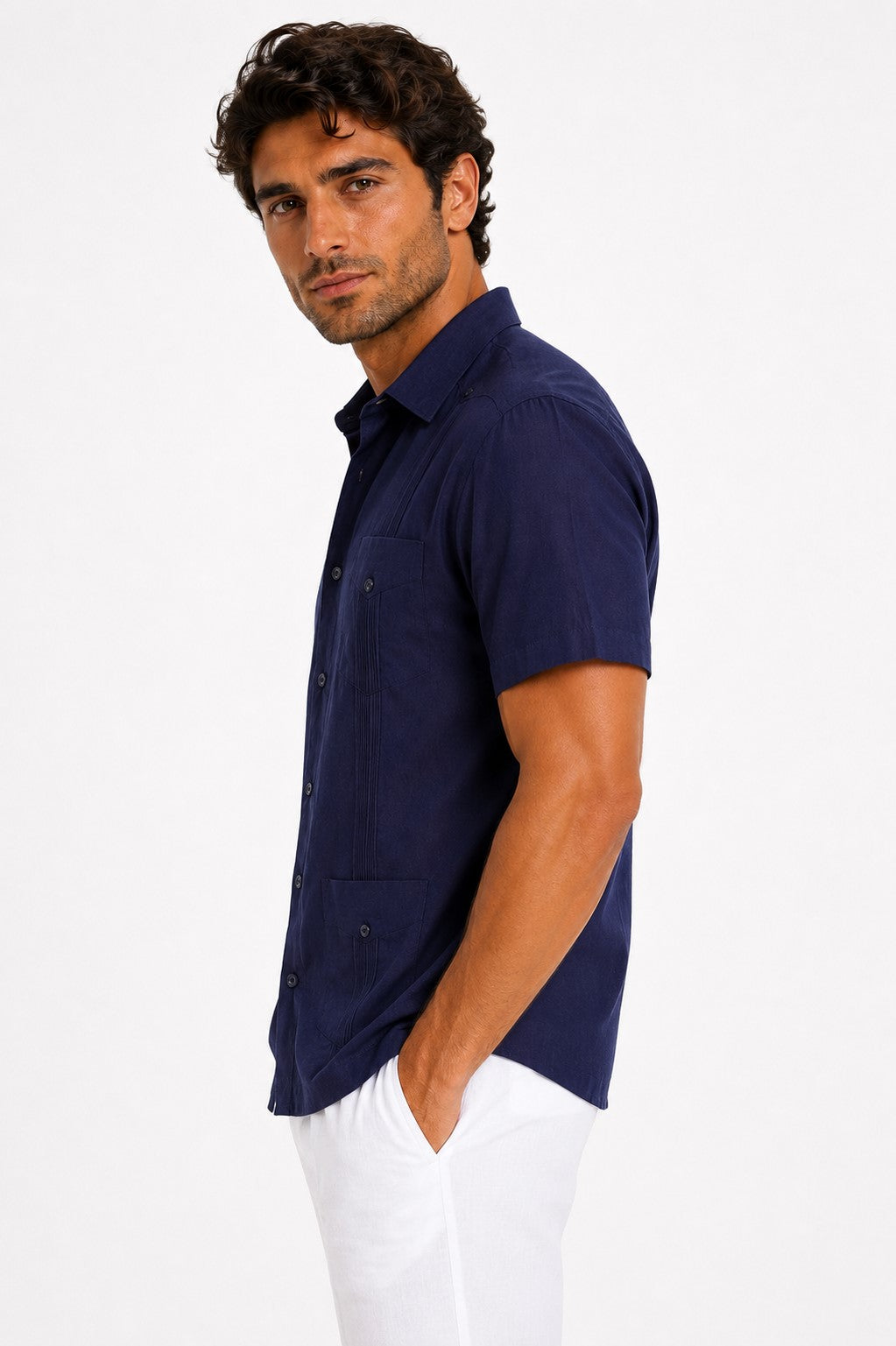 BOHIO Men’s Short Sleeve Irish Linen Guayabera Shirt – Luxury Cuban Resort Shirt