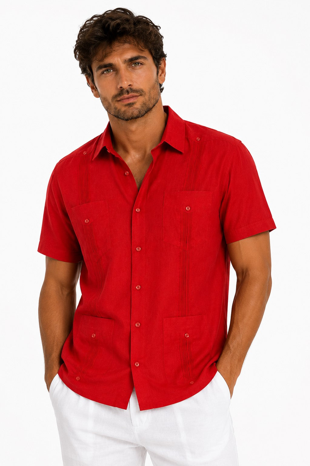 BOHIO Men’s Short Sleeve Irish Linen Guayabera Shirt – Luxury Cuban Resort Shirt