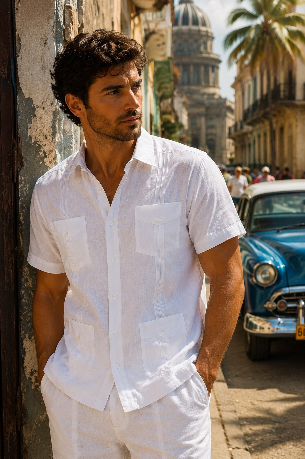 BOHIO Men’s Short Sleeve Irish Linen Guayabera Shirt – Luxury Cuban Resort Shirt