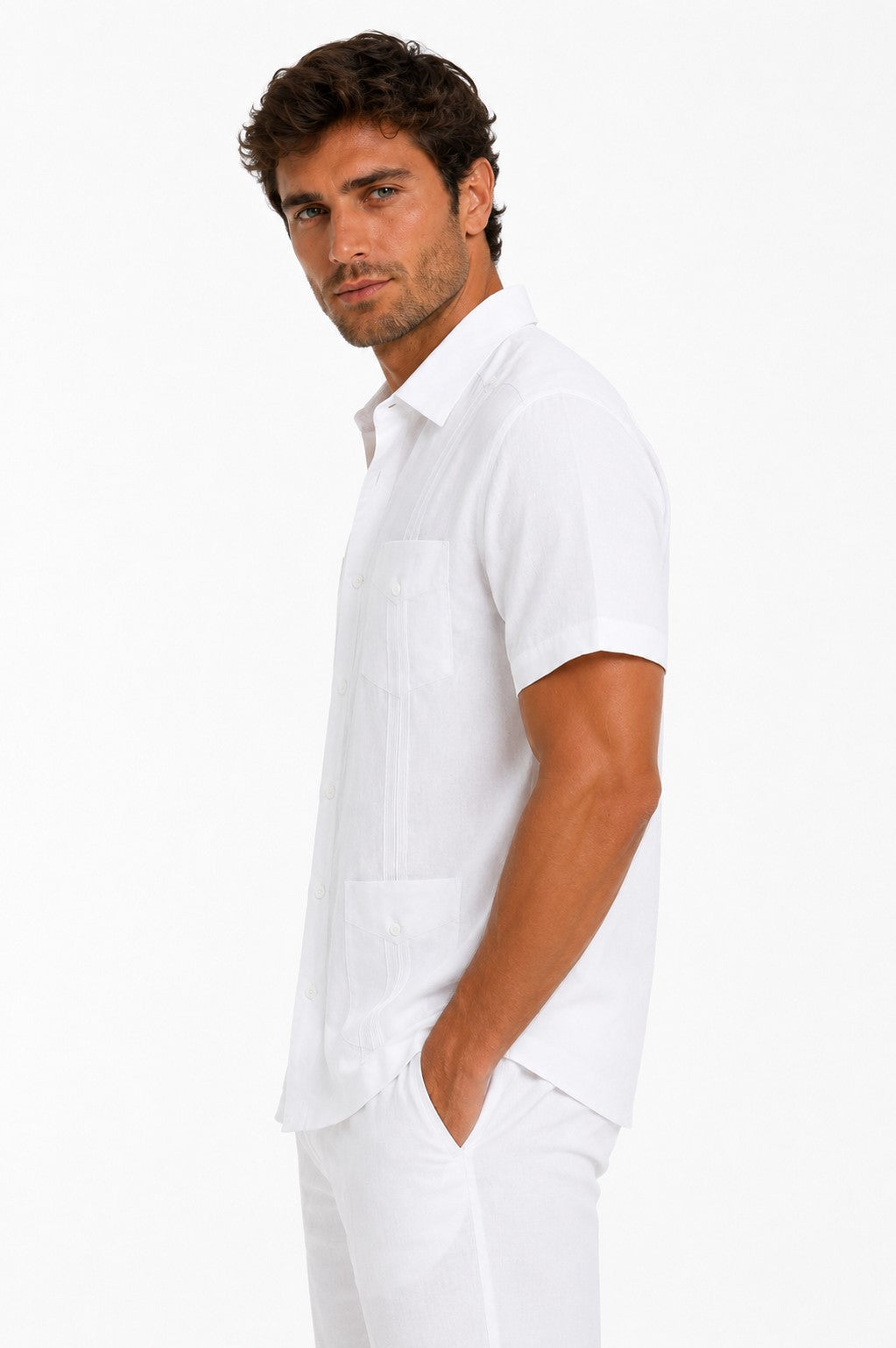 BOHIO Men’s Short Sleeve Irish Linen Guayabera Shirt – Luxury Cuban Resort Shirt