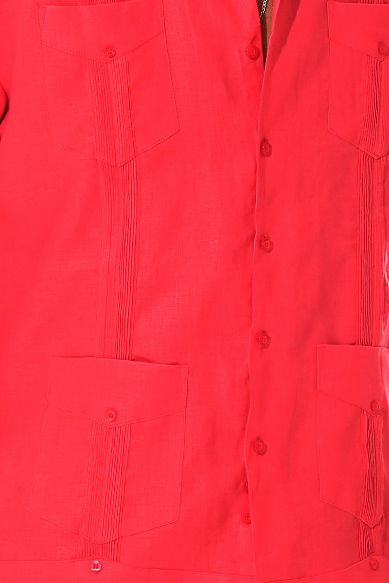 Mens 100% Soft Linen Guayabera S/S Shirt for Men- Traditional 4-Pocket in (5) Colors - LS399 - Casual Tropical Wear