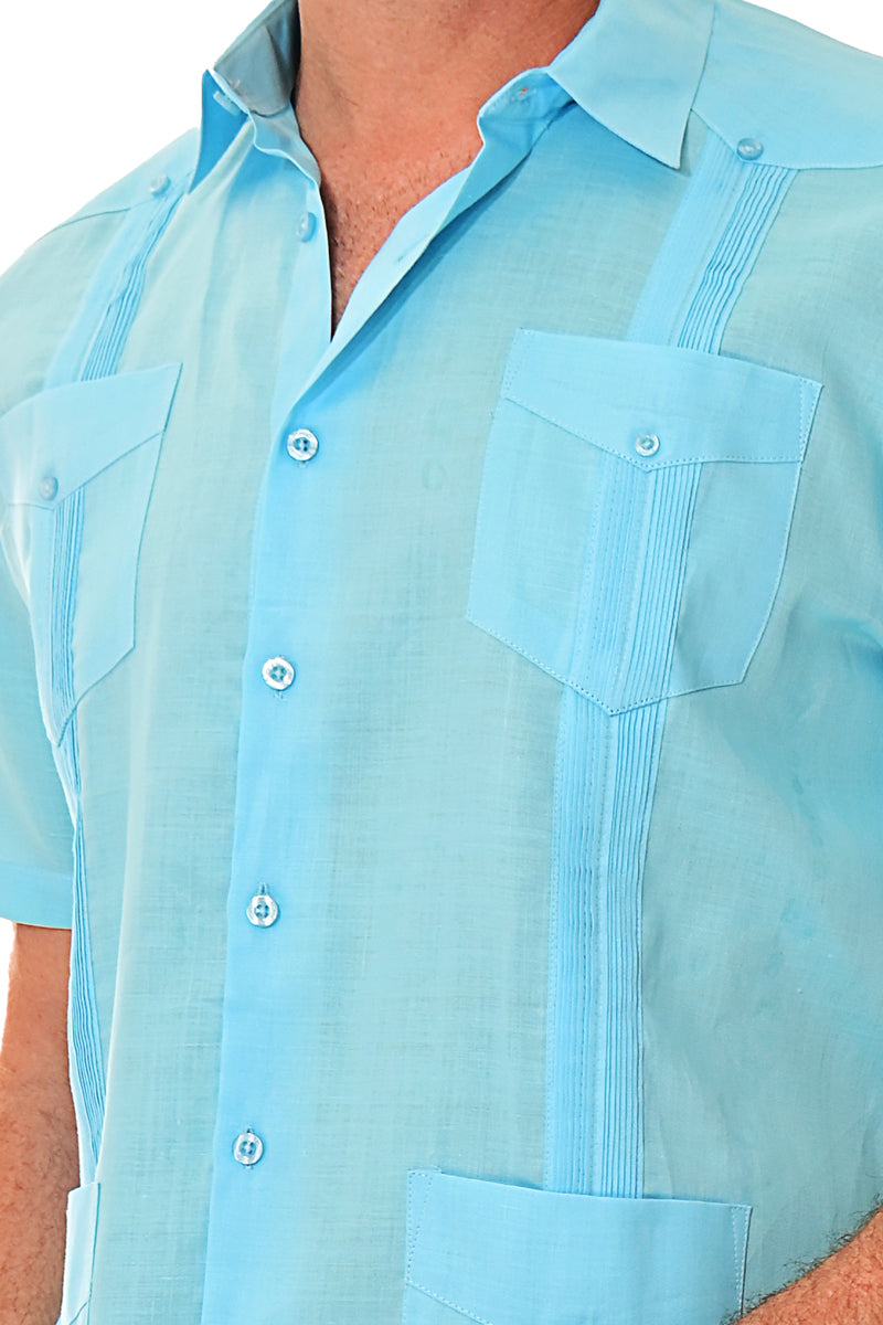Bohio 100% Linen Traditional Guayabera Shirt for Men's 4 Pocket S/S in (8) Colors -LS499 - Casual Tropical Wear