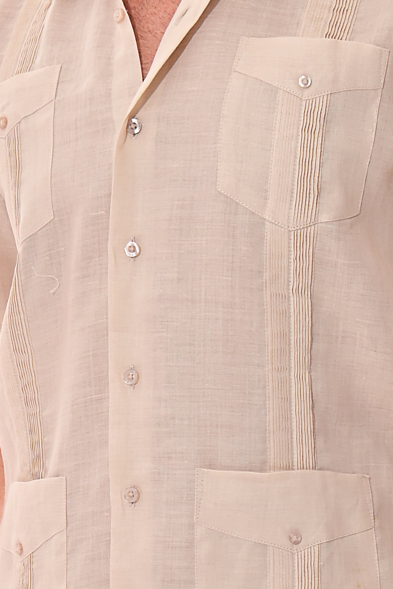 Bohio 100% Linen Traditional Guayabera Shirt for Men's 4 Pocket S/S in (8) Colors -LS499 - Casual Tropical Wear