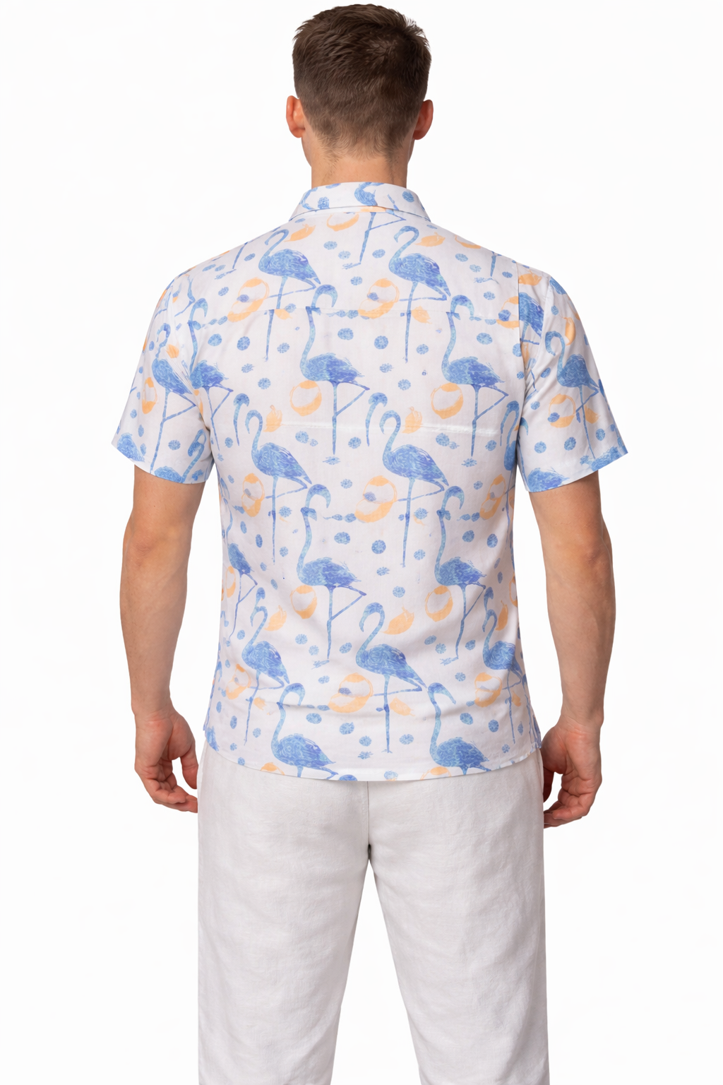 BOHIO Men’s Flamingo Fishing Shirt – Short Sleeve Vented Stretch Performance Shirt - MCX3829 - Casual Tropical Wear