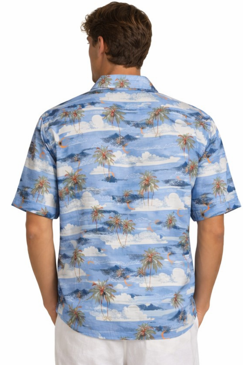 BOHIO Men’s Tropical Island Print Shirt – Short Sleeve Stretch Resort Shirt - MCX3830 - Casual Tropical Wear