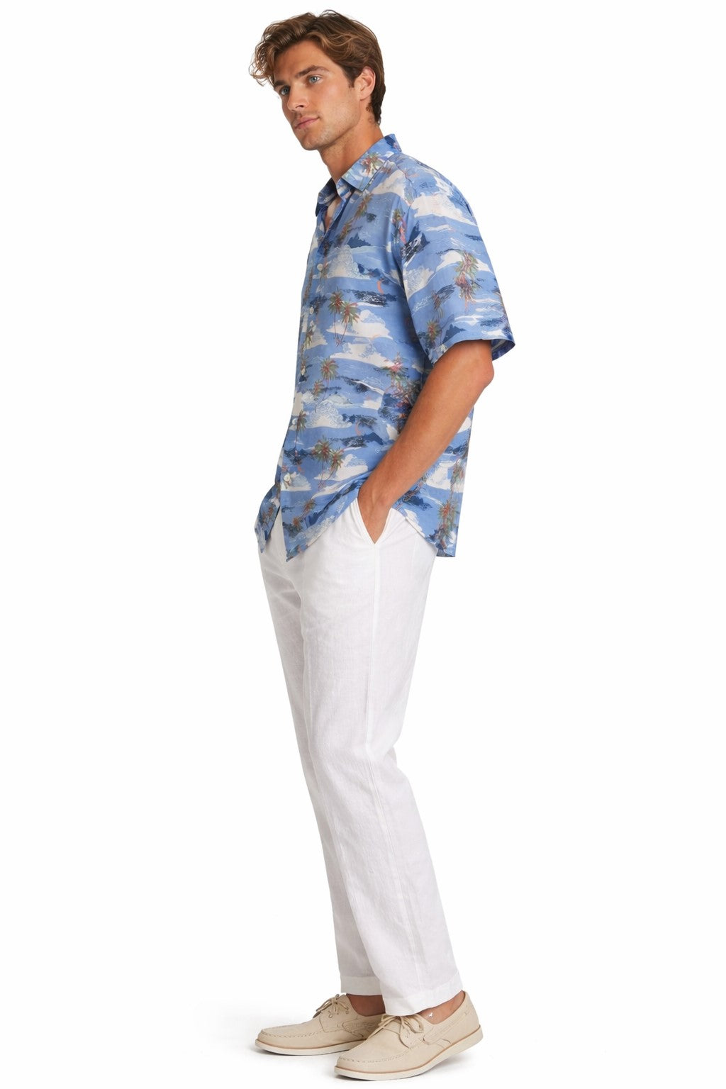BOHIO Men’s Tropical Island Print Shirt – Short Sleeve Stretch Resort Shirt - MCX3830 - Casual Tropical Wear