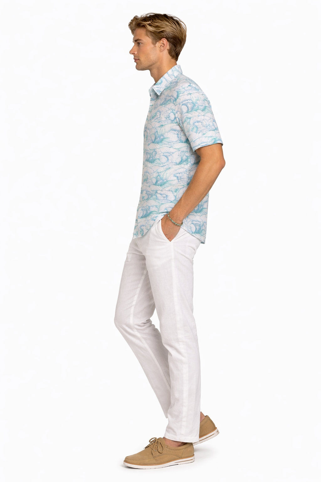 Aqua Reef Print Short Sleeve Shirt – Tropical Tide Collection - MCX3832 - Casual Tropical Wear