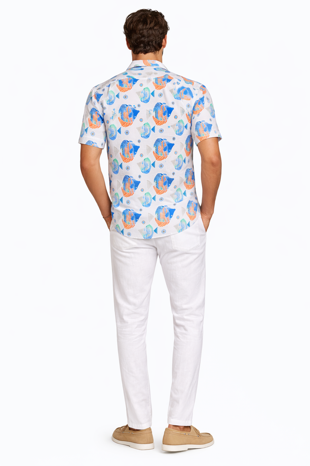 Coral Reef Fish Print Short Sleeve Shirt – Tropical Tide Collection - MCX3839 - Casual Tropical Wear