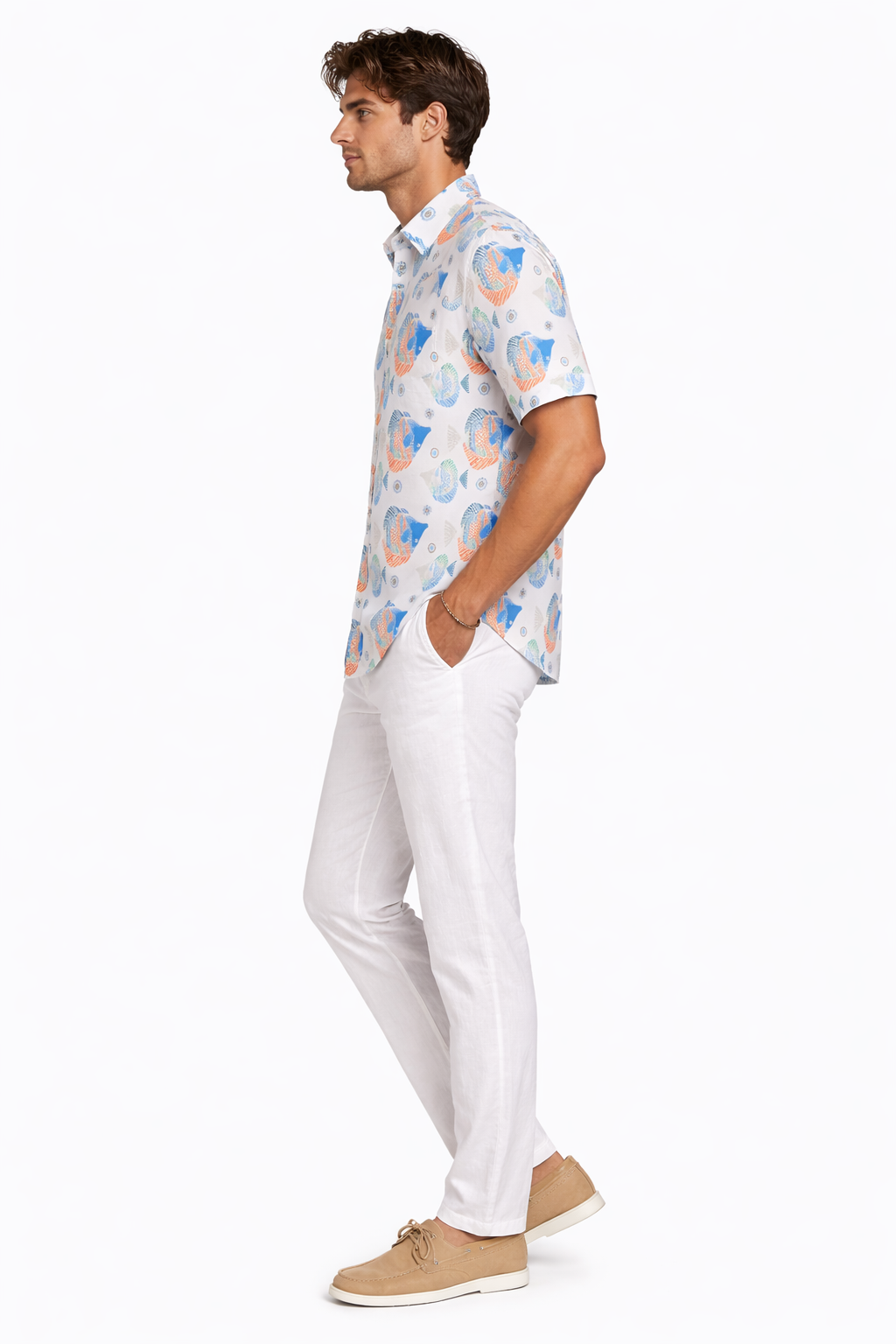 Coral Reef Fish Print Short Sleeve Shirt – Tropical Tide Collection - MCX3839 - Casual Tropical Wear