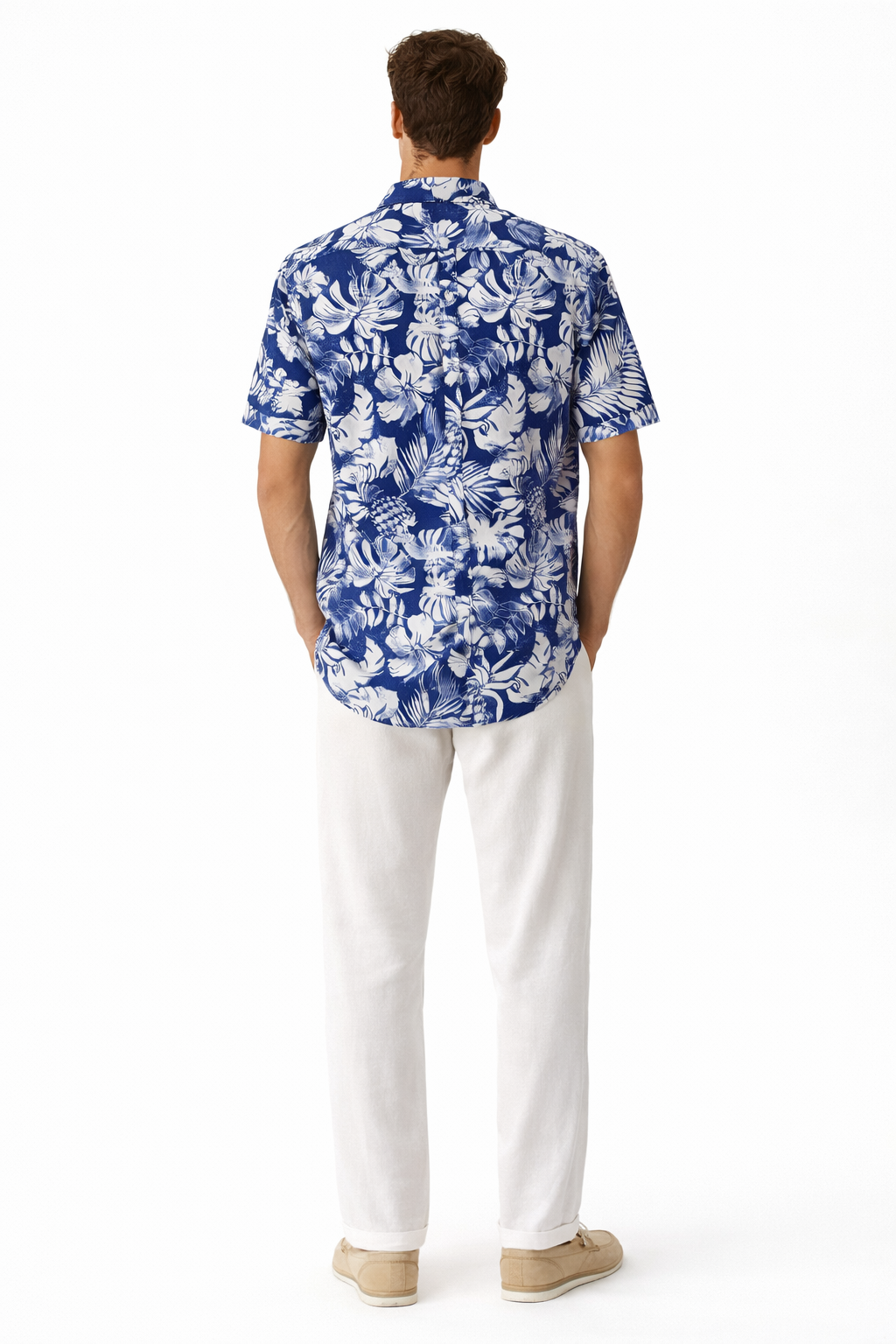 Blue Tropical Floral Short Sleeve Shirt – Tropical Tide Collection - MCX3841 - Casual Tropical Wear