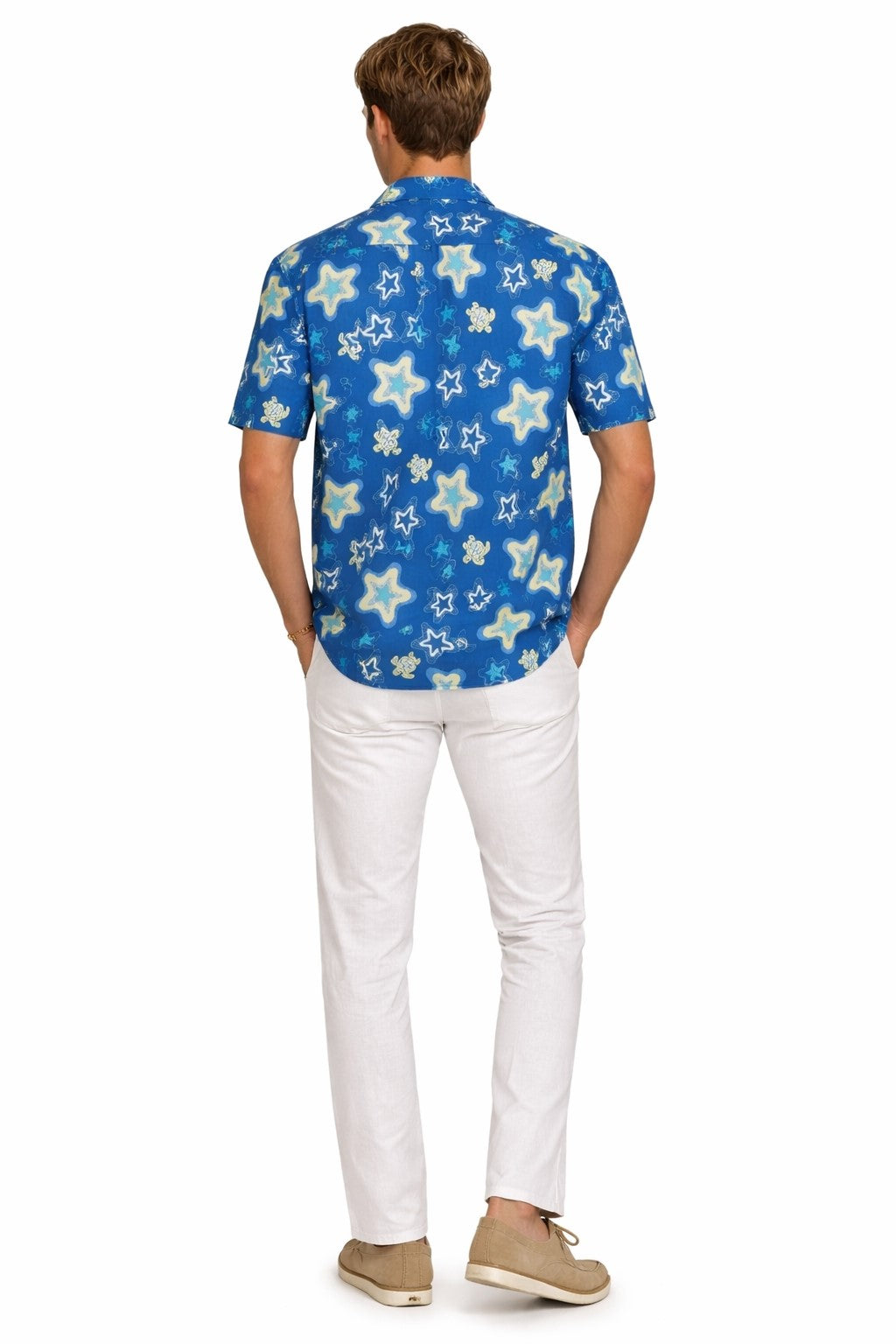 Ocean Starfish Print Short Sleeve Shirt – Tropical Tide Collection - MCX3842 - Casual Tropical Wear