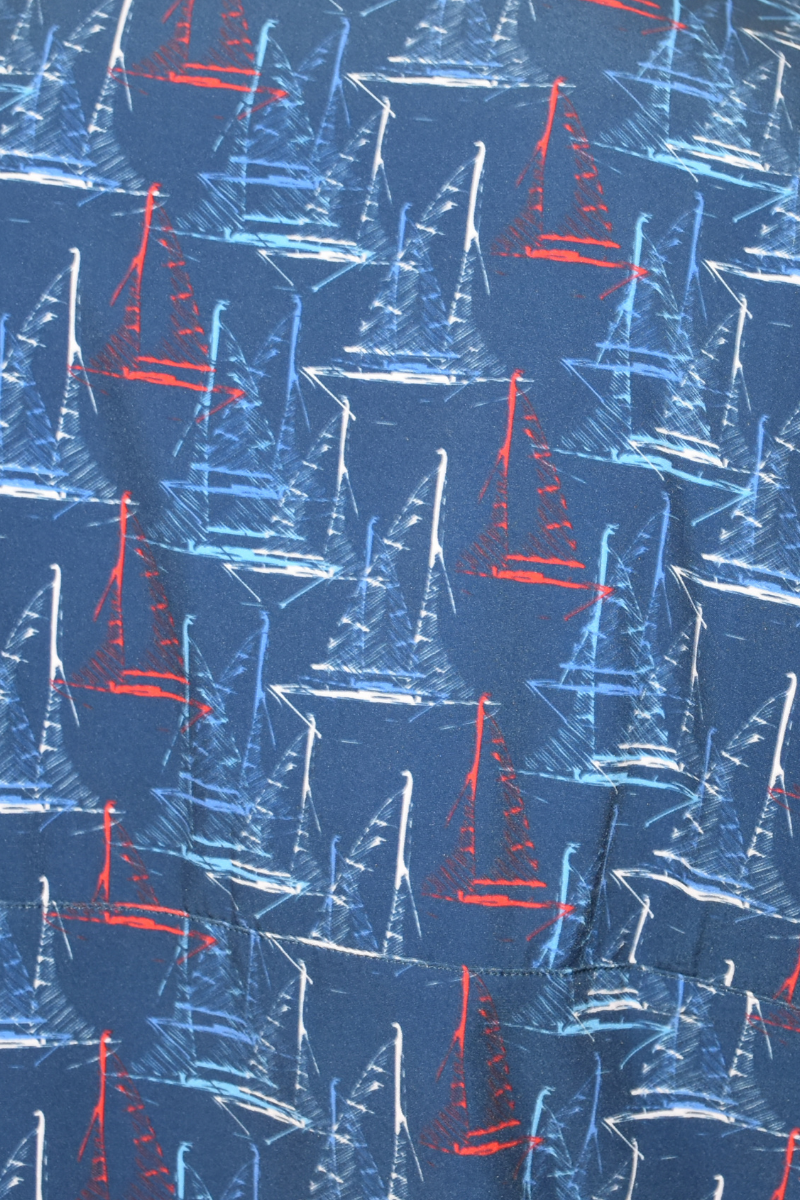 Navy Sailboat Print Fishing Shirt – Salt Water Tide Collection - MCX3843 - Casual Tropical Wear