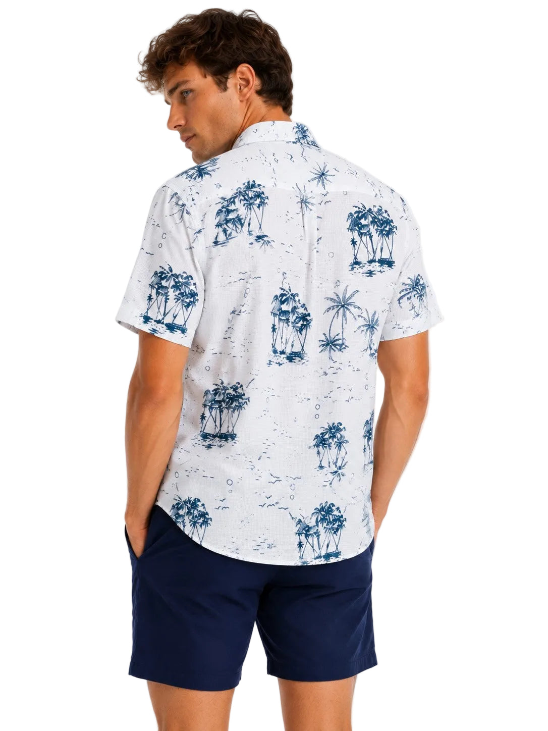 Men’s Tropical Palm Tree Resort Shirt – Lightweight Beach Vacation Button Down for Cruise, Island & Coastal Travel - MCX3908