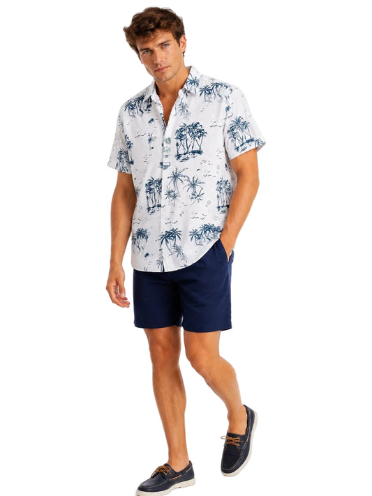 Men’s Tropical Palm Tree Resort Shirt – Lightweight Beach Vacation Button Down for Cruise, Island & Coastal Travel - MCX3908