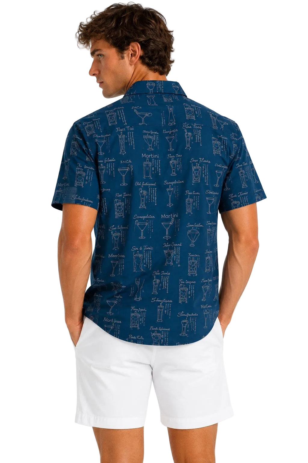 Men’s Cocktail Recipe Print Resort Shirt – Tropical Bar-Inspired Button Down for Beach Vacations, Cruises & Summer Getaways - MCX3911
