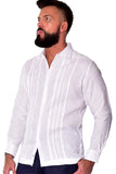 Bohio Mens 100% Linen Fancy Guayabera Style Shirt for Men - Embroidered and Pin-Tucked in (3) Colors MLFG2026 - Casual Tropical Wear