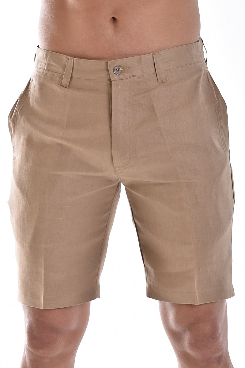 Short De Ville Pour Homme Van Heusen - Coupe Droite, 100% Coton, Couleur Tan