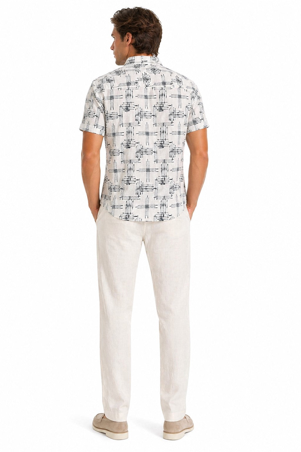 BOHIO Havana Collection Men’s Short Sleeve Resort Shirt – Linen Look Tropical Print Shirt - MLL3740 - Casual Tropical Wear