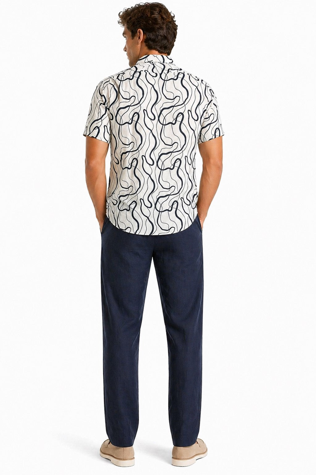 BOHIO Havana Collection Men’s Abstract Resort Shirt – Modern Tropical Short Sleeve Shirt - MLL3850 - Casual Tropical Wear