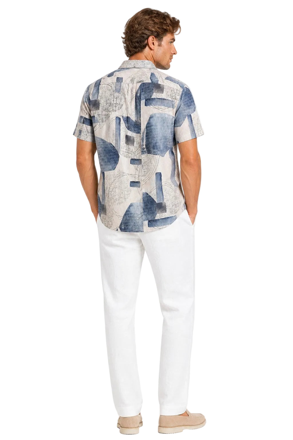 BOHIO Havana Collection Men’s Modern Abstract Resort Shirt – Tropical Short Sleeve Shirt - MLL3851 - Casual Tropical Wear