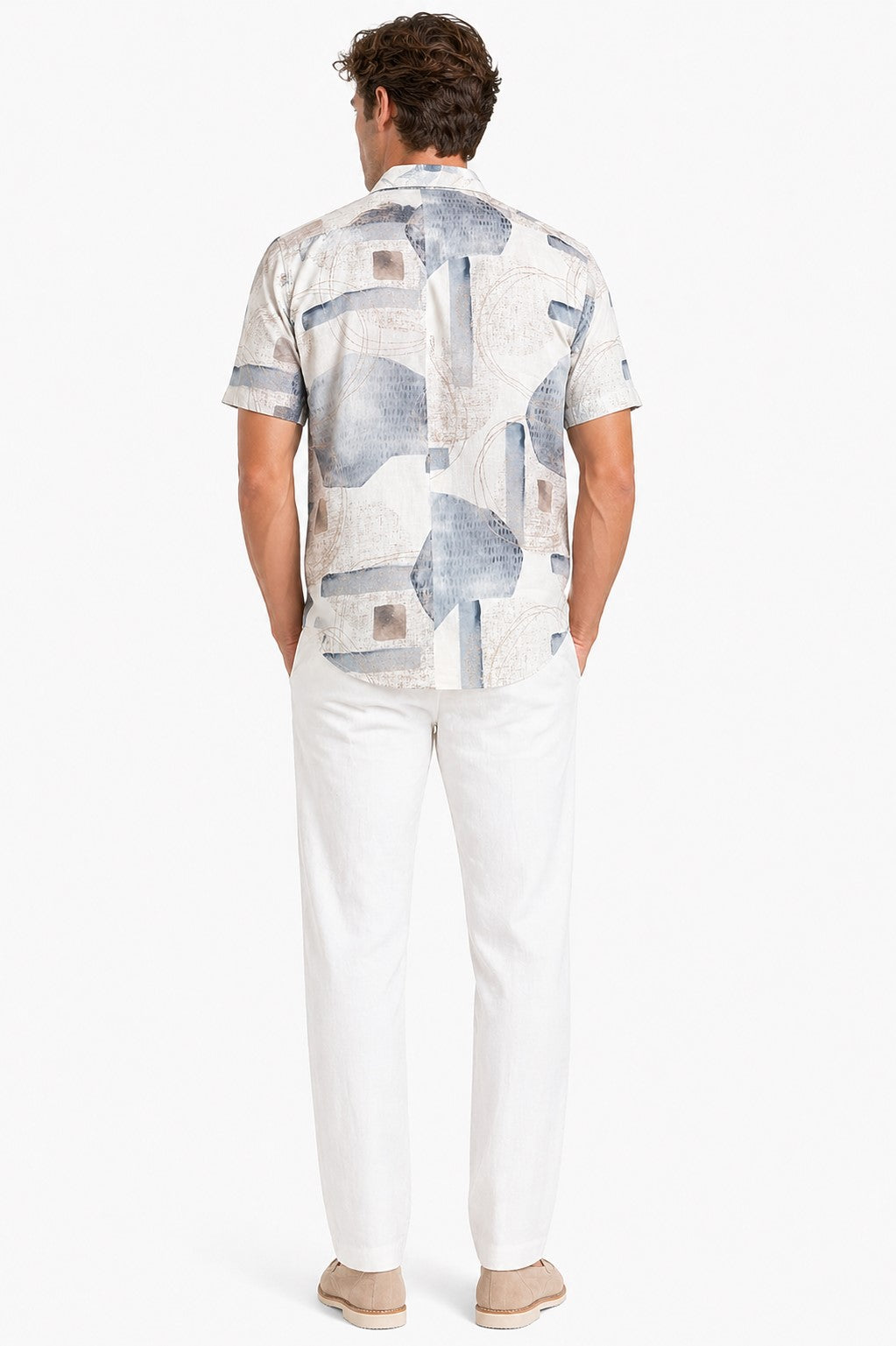 BOHIO Havana Collection Men’s Abstract Tropical Resort Shirt – Modern Cuban Short Sleeve Shirt - MLL3852 - Casual Tropical Wear
