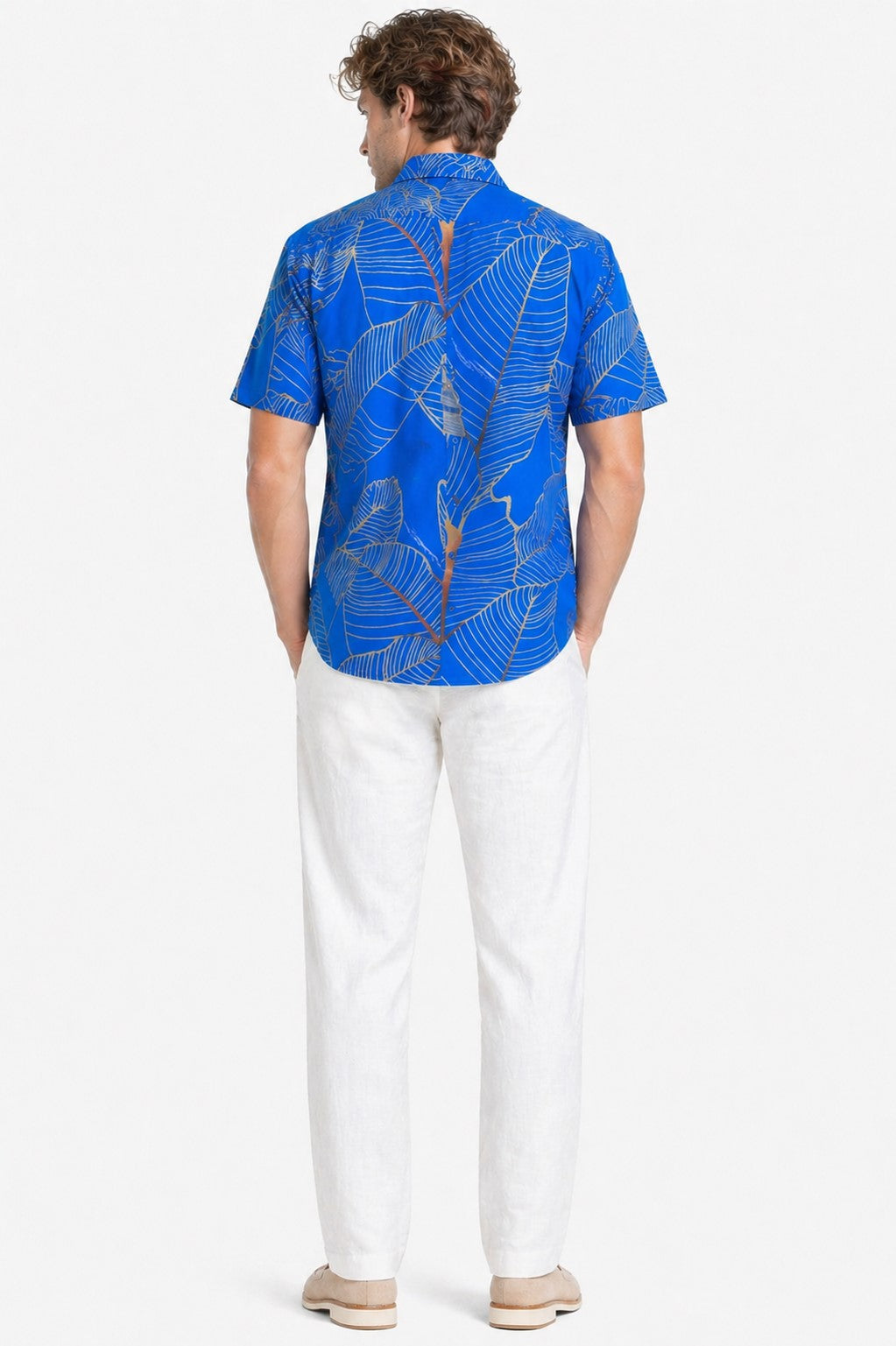 BOHIO Havana Collection Men’s Blue Tropical Resort Shirt – Modern Cuban Style Button Down- MLL3857 - Casual Tropical Wear