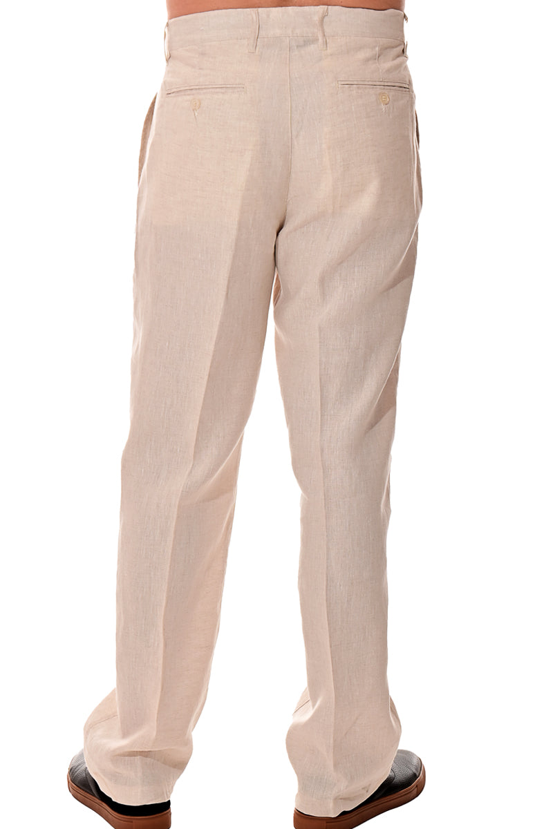 Bohio Men's 100% Linen Casual Summer Flat Front Pants in (5) Colors