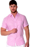 Bohio Men's Classic 100% Linen Short Sleeve Casual Short Sleeve Shirt in (9) Colors - MLS1357