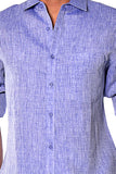 Bohio Mens Classic Soft Linen Long Sleeve Roll- up Shirt - In (8) Colors - MLS1358
