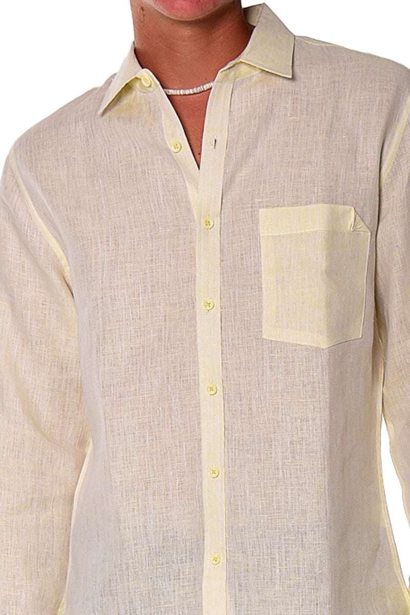 Bohio Mens Classic Soft Linen Long Sleeve Roll- up Shirt - In (5) Colors - MLS1358 - Casual Tropical Wear