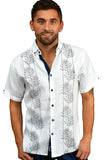 Bohio Men's 100% Linen Short Sleeve Shirt w/Tropical Fancy Print in (2) Colors-MLS1744