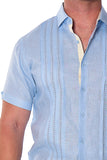 Bohio Mens 100% Linen Fancy Pin-Tucked Shirt in (2) Colors Sizes (S ~ 3XL) - MLS2035