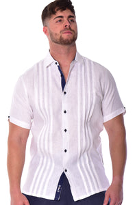 Bohio Mens 100% Linen Fancy Pin-Tucked Shirt in (2) Colors Sizes (S ~ 3XL) - MLS2035