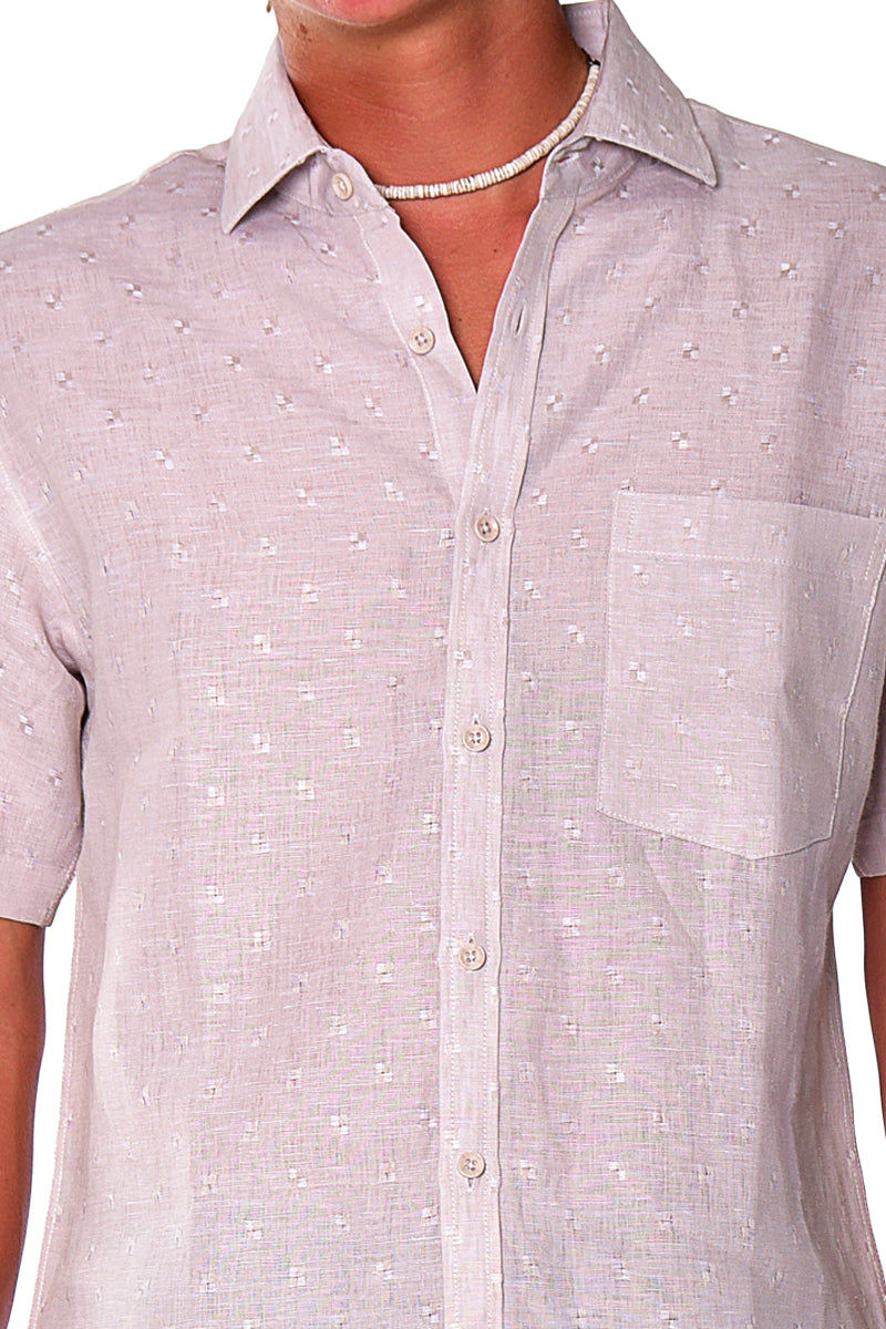 Bohio Mens 100% Linen Jacquard Shirt Button Down ( 1 ) Pocket in (2) Colors (S ~ 3XL) MLS2039 - Casual Tropical Wear