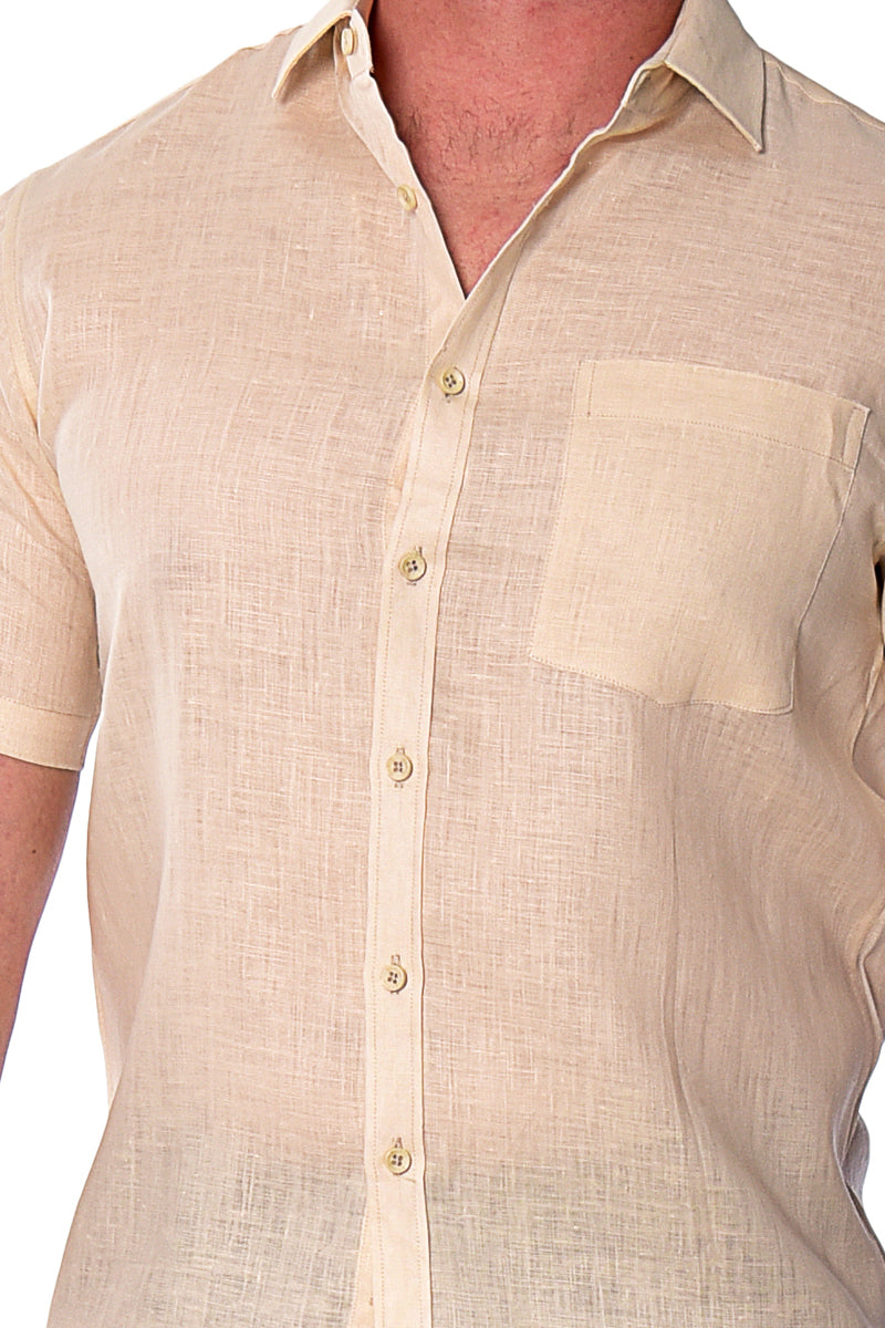 Bohio Mens 100% Linen Casual Short Sleeve Button-up Shirt in (3) Colors-MLS2042 - Casual Tropical Wear