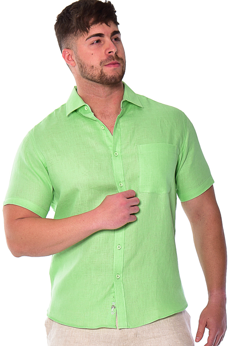 Bohio Mens 100% Linen Casual Short Sleeve Button-up Shirt in (3) Colors-MLS2042 - Casual Tropical Wear
