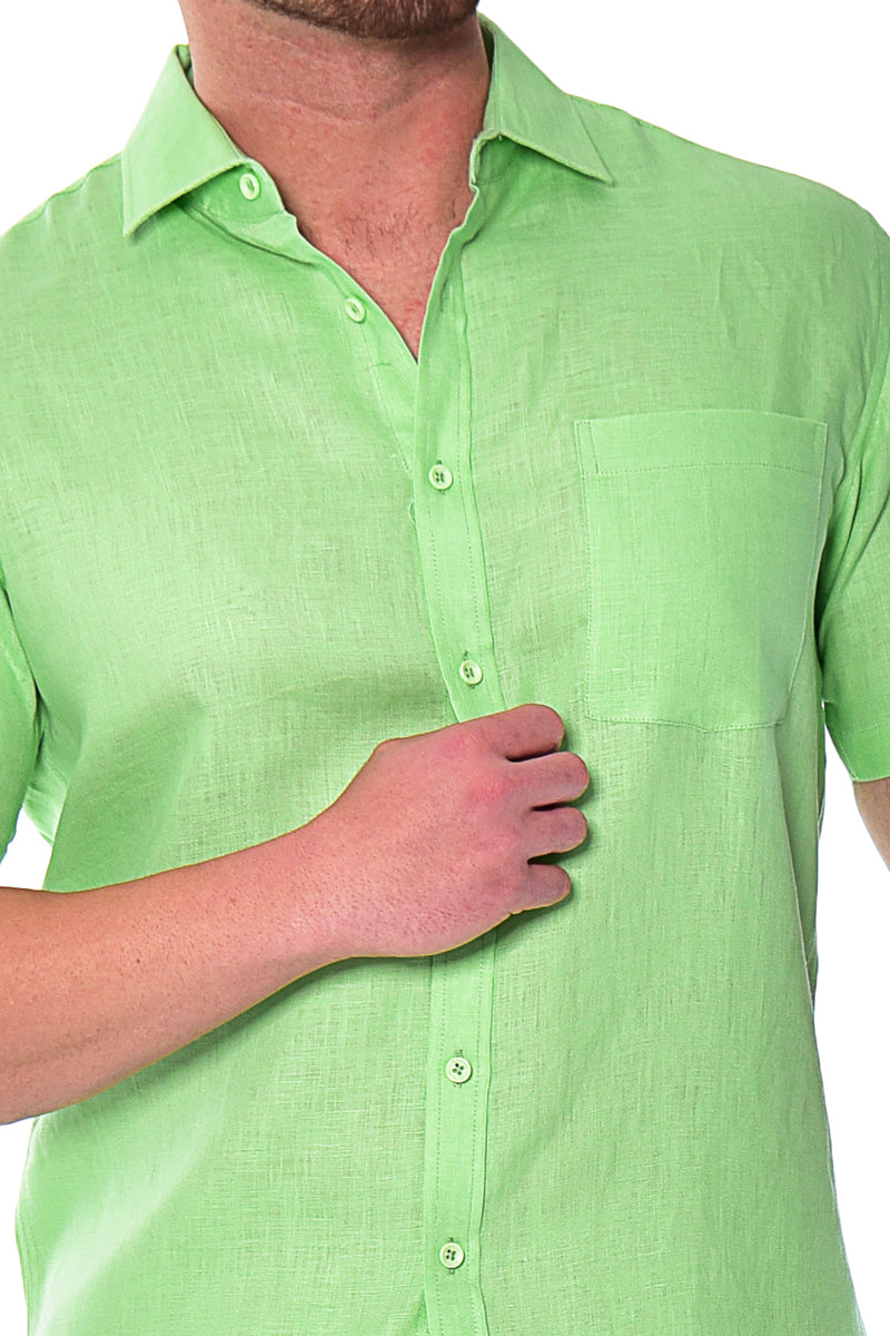 Bohio Mens 100% Linen Casual Short Sleeve Button-up Shirt in (3) Colors-MLS2042 - Casual Tropical Wear