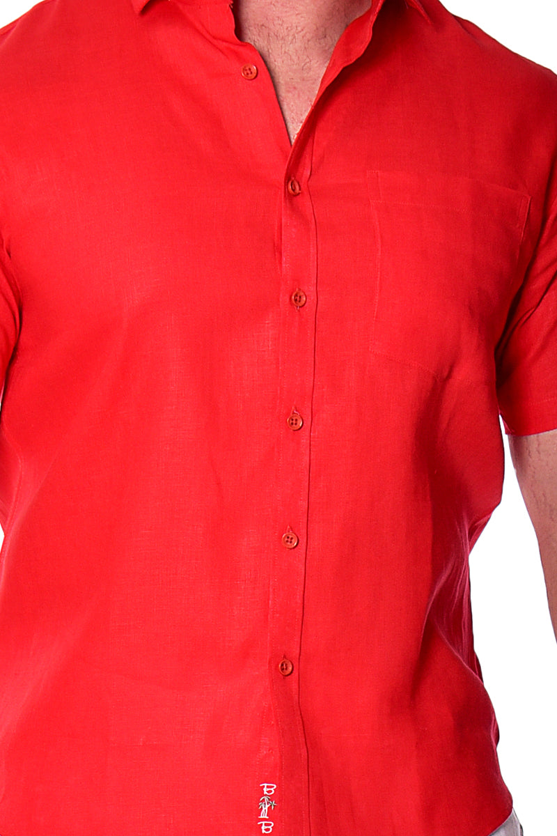 Bohio Mens 100% Linen Casual Short Sleeve Button-up Shirt in (3) Colors-MLS2042 - Casual Tropical Wear