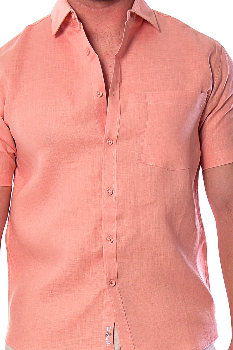 Bohio Mens 100% Linen Casual Short Sleeve Button-up Shirt in (3) Colors-MLS2042 - Casual Tropical Wear