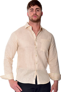 Bohio Mens 100% Linen Casual Long Sleeve Button-up Shirt in (12) Colors - MLS2043