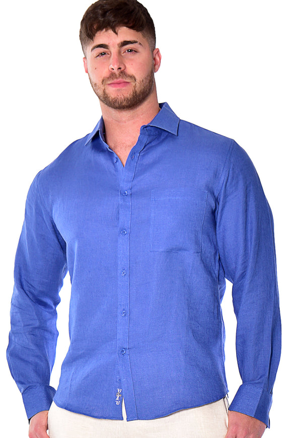 Bohio Mens 100% Linen Casual Long Sleeve Button-up Shirt in (12) Colors - MLS2043