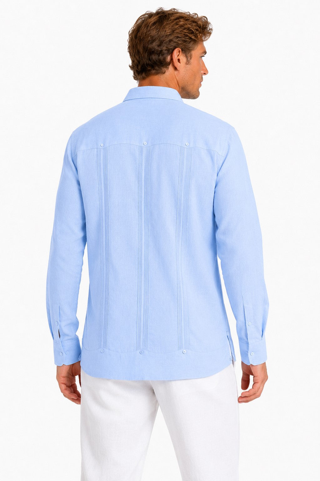 BOHIO Men’s 100% Irish Linen Guayabera Shirt – Luxury Long Sleeve Cuban Shirt for Resort & Wedding Wear - MLS401