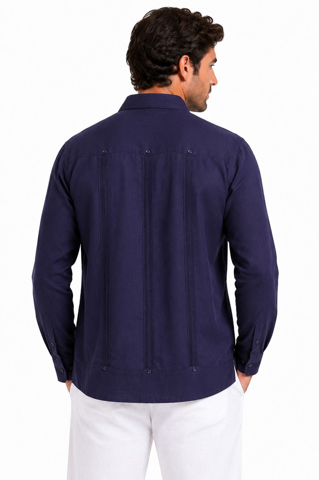 BOHIO Men’s 100% Irish Linen Guayabera Shirt – Luxury Long Sleeve Cuban Shirt for Resort & Wedding Wear - MLS401