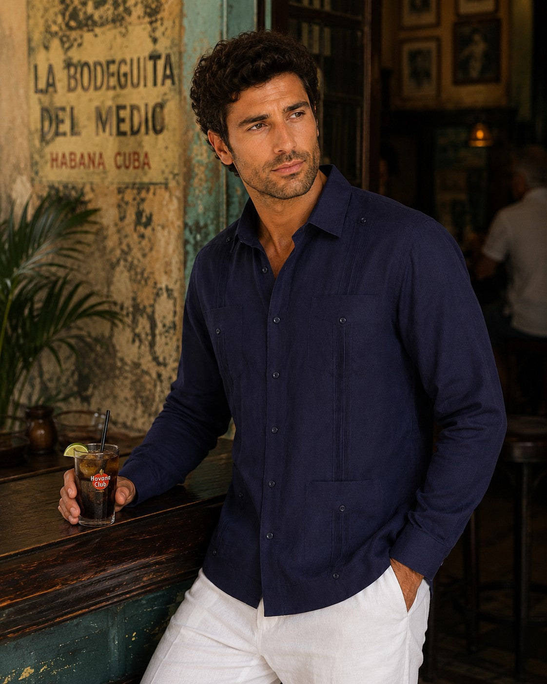 BOHIO Men’s 100% Irish Linen Guayabera Shirt – Luxury Long Sleeve Cuban Shirt for Resort & Wedding Wear - MLS401