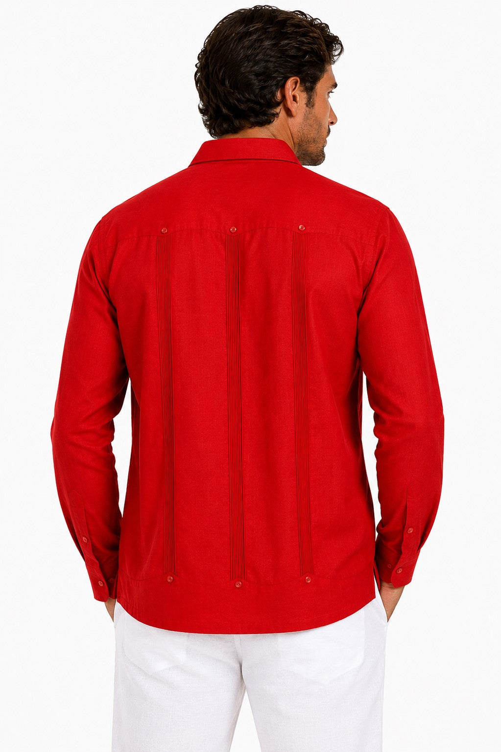 BOHIO Men’s 100% Irish Linen Guayabera Shirt – Luxury Long Sleeve Cuban Shirt for Resort & Wedding Wear - MLS401